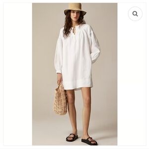 J Crew Gathered popover dress in linen Size XS NWT $158 Retail White